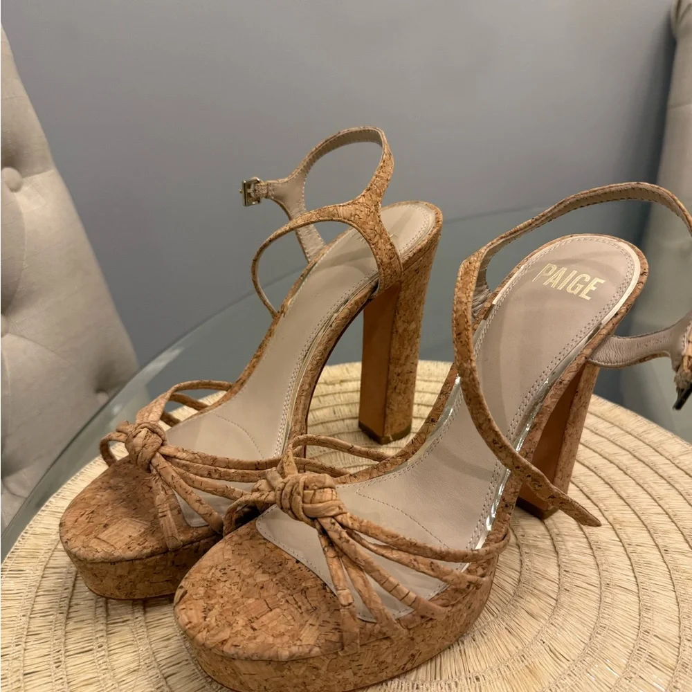 PAIGE Cork Platform Heels - Picture 1 of 1